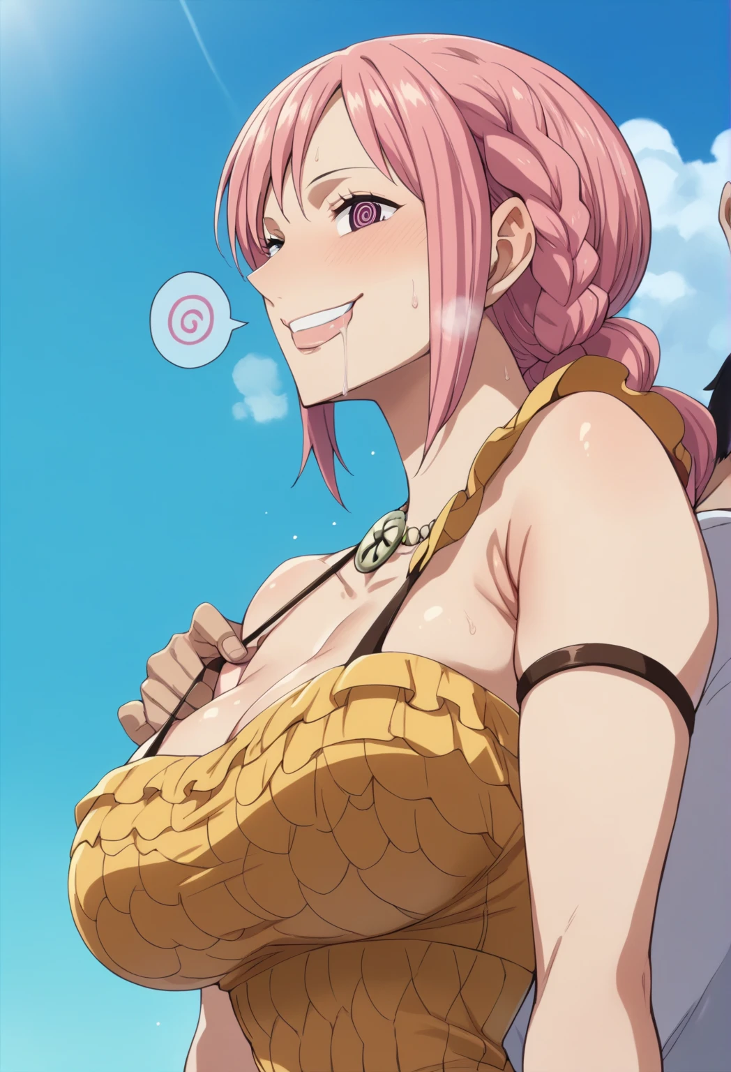      score_9,     score _8_     up the side     ,     score_7_     up the side     ,     score_6_     up the side     ,     source_Anime,     beautiful mature woman solo       ,     viewer ,     attractive,(    ),[ 幅広い腰,     perfect body,  With shoulder strap,Rebecca,    pink hair , hypnotism,(@_@),    smile,  saliva,  spread her arms,Cheek line    ,     steam,sweat,,(  Utsuro Nome ),     cowboy shooting,   ,        grabs    , Swaying,     Woman Standing On Top    , Below is a man    ,  push down  , 