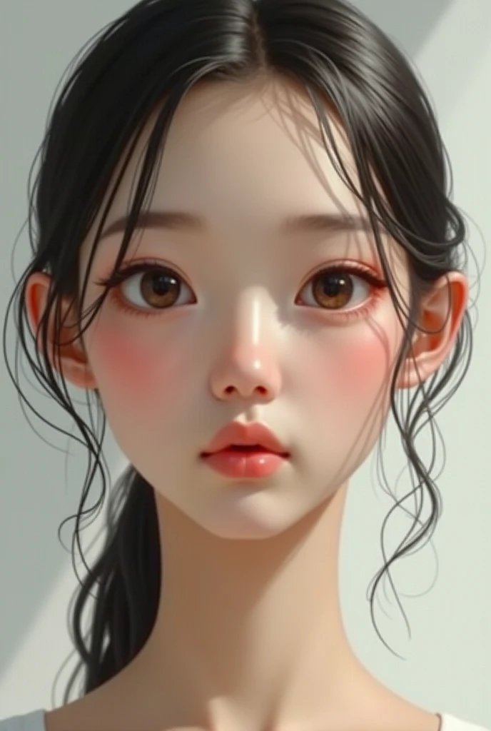You can generate a photo of a realistic person with the following characteristics:

Slightly pink fair skin, oval face with a very beautiful nose and freckles at the level of the nose, small brown eyes, small mouth and lips, smiling, height slightly above average, defined bony complexion