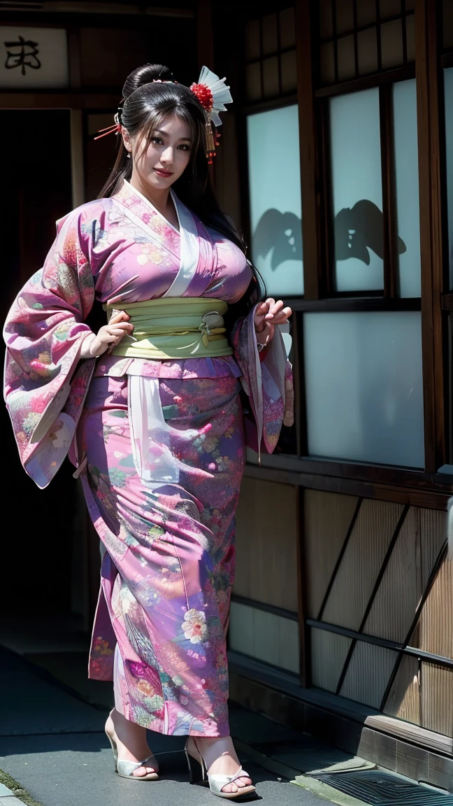 8K,high-level image quality,Beautiful fece,Beautiful young Japan woman,1 persons,Whip whip,Curvaceous,bbw,ultra-quality,Carnal body,Kamimei,Kimono,cleavage of the breast