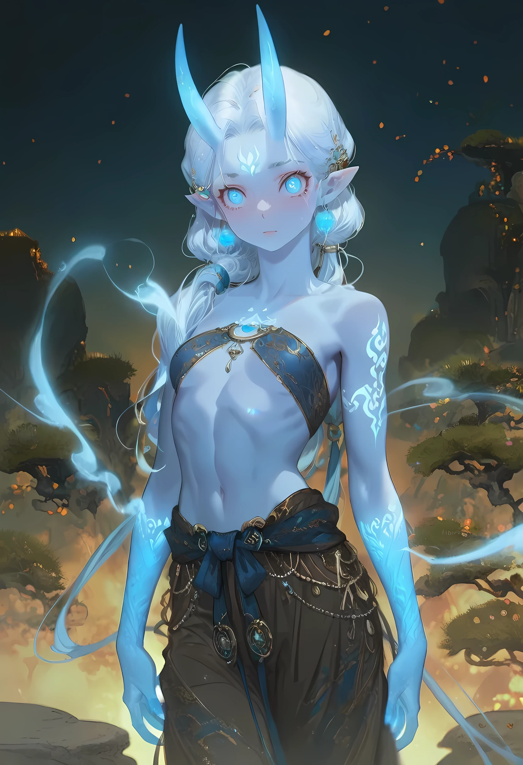 Genderfluid Elementel druid elf with starry skin