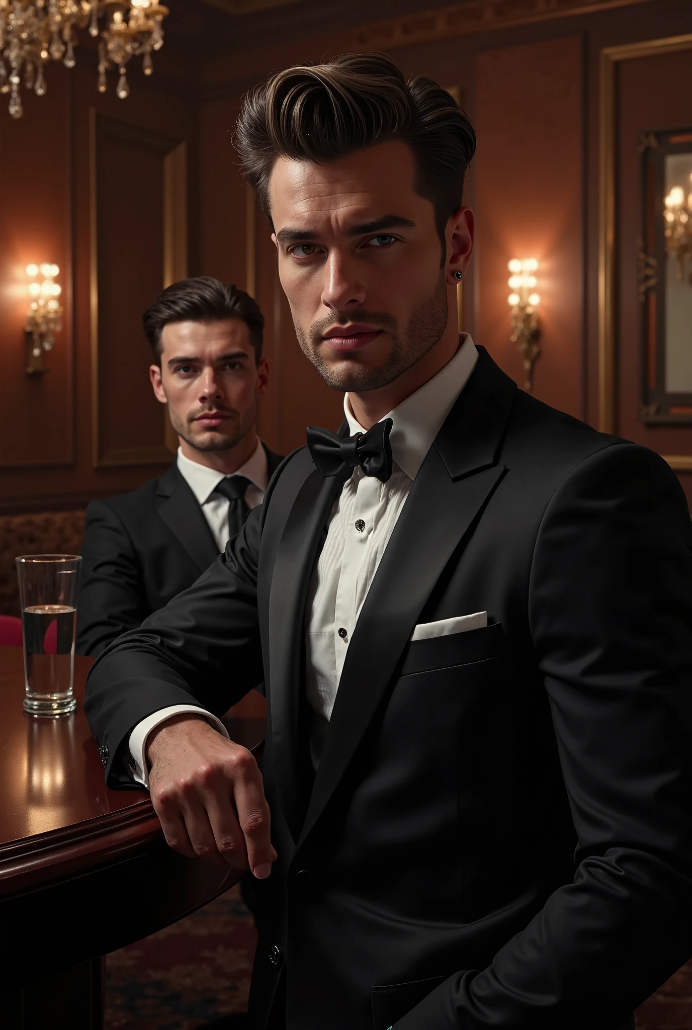 There are two men in suits standing next to each other - SeaArt AI