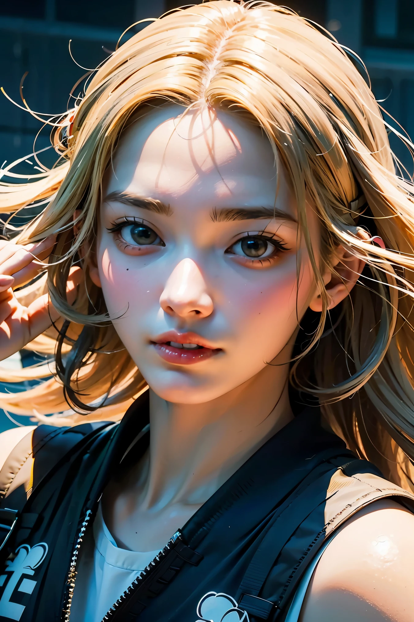 high quality,painting,realistic,portrait,Naruto woman,beautiful detailed eyes,beautiful detailed lips,flowing blonde hair,headband,vibrant colors,strong and confident expression,leaf village symbol,hidden village,traditional ninja attire,daring pose,fierce determination,peaceful backdrop,sunshine lighting,anime style,stylized background,action-packed scene,energetic brushstrokes,vivid emotions,strong personality,heroic,leader,legendary,inspiring,unyielding spirit,deep connection with nature,dynamic composition,sharp details,ninja skills,hidden power,ultimate ninja technique,arcs and spirals,sense of movement,loyal friends,unbreakable bonds,masterful shading,texture and depth,powerful impact,memorable artwork.