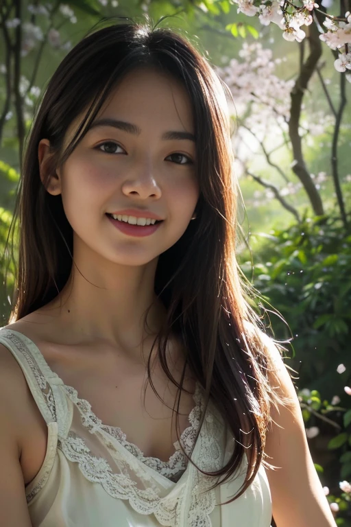 ((Highest quality, 8K, Ultra-high resolution)), ((masterpiece: 1.3)), (Perfect appearance), (Photorealism: 1.6), (JMA), (Portrait of a Japanese mature woman), (Blurred Background), (sunny day in a park), (Woman standing in the shade), ((Look here)), ((Realistic skin texture)), (Fine wrinkles appear all over the skin, Dullness, Unmoisturized skin, Wrinkles around the eyes, double eyelid, Lower eyelid tear trough, Tears, Dimples), (Precise eyeball), Slightly parted lips, Smiling Kindly, (Medium Wave Hairstyle), (Wide neckline blouse), (Soft-touch blouse), (Voluptuous body), (Large Breasts), (Close-up of face),