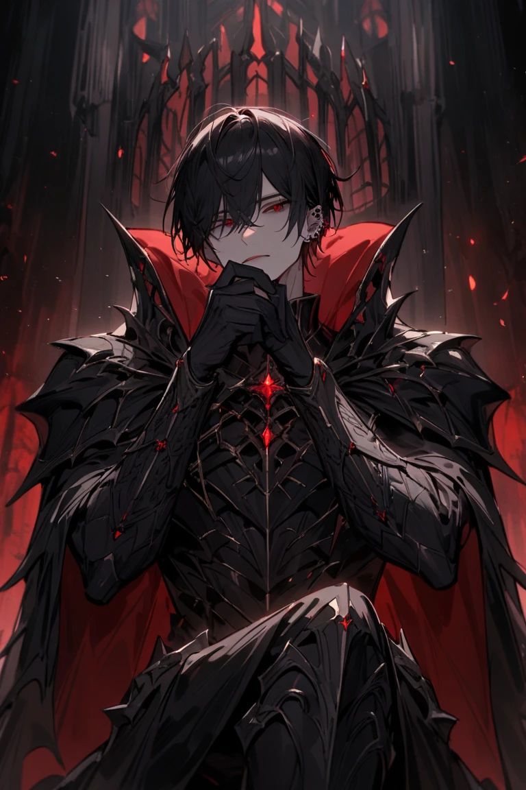 A demon sits on the throne and holds the world in his hand