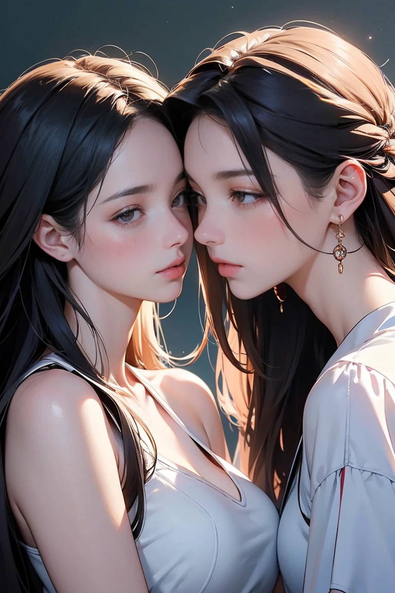 nsfw, masterpiece, best quality, ultra detailed, ((three mature beautiful lesbian women, caress each other)), A shy look, Half-open mouth, Bare skin glistening with sweat, bra and panties, in the forest, close-up to face, Portrait, 