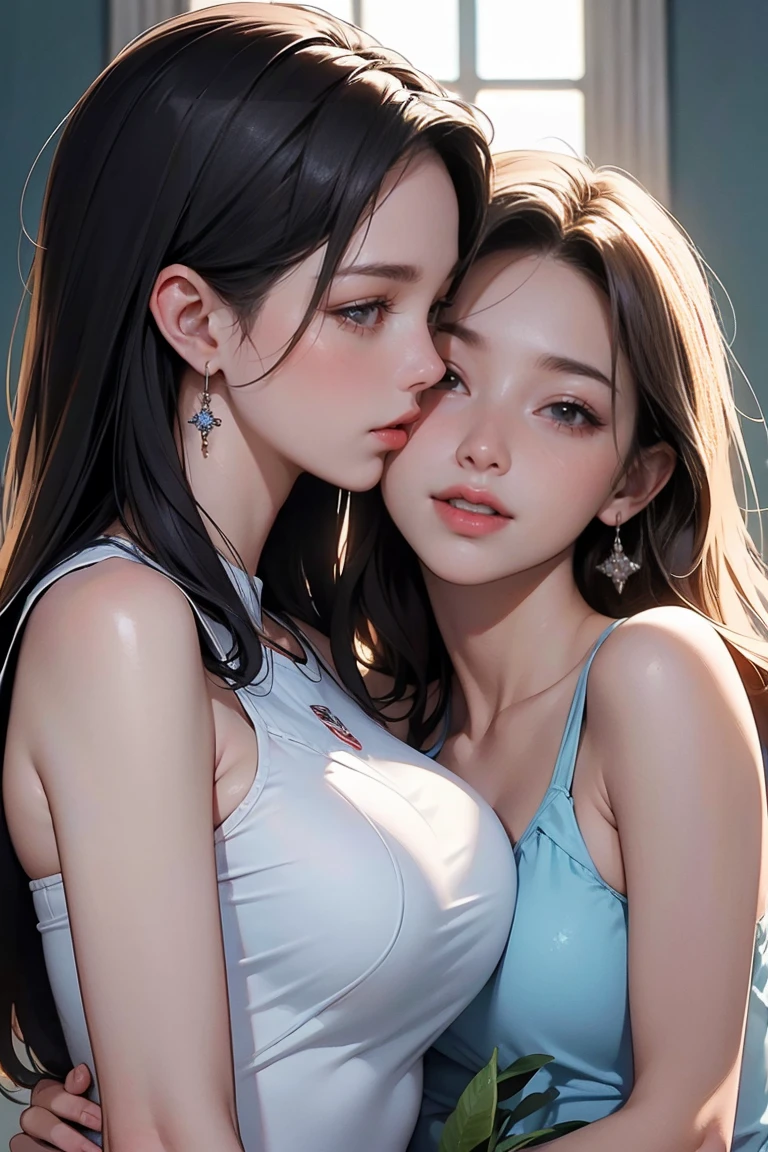 (best quality,4k,8k,highres,masterpiece:1.2),ultra-detailed,(realistic,photorealistic,photo-realistic:1.37), HDR, UHD, studio lighting, extreme detail description, professional, portraits, vivid colors, bokeh, lesbian couple, romance, women, kiss, mouth to mouth, attractive, holy shot, making out, wonderful scene, movie, lovely kiss, room together, cute, showcasing.

Notice：The prompt here starts with"woman"and"Woman kissing"For the theme，Matches the given topic description，Added detailed description。