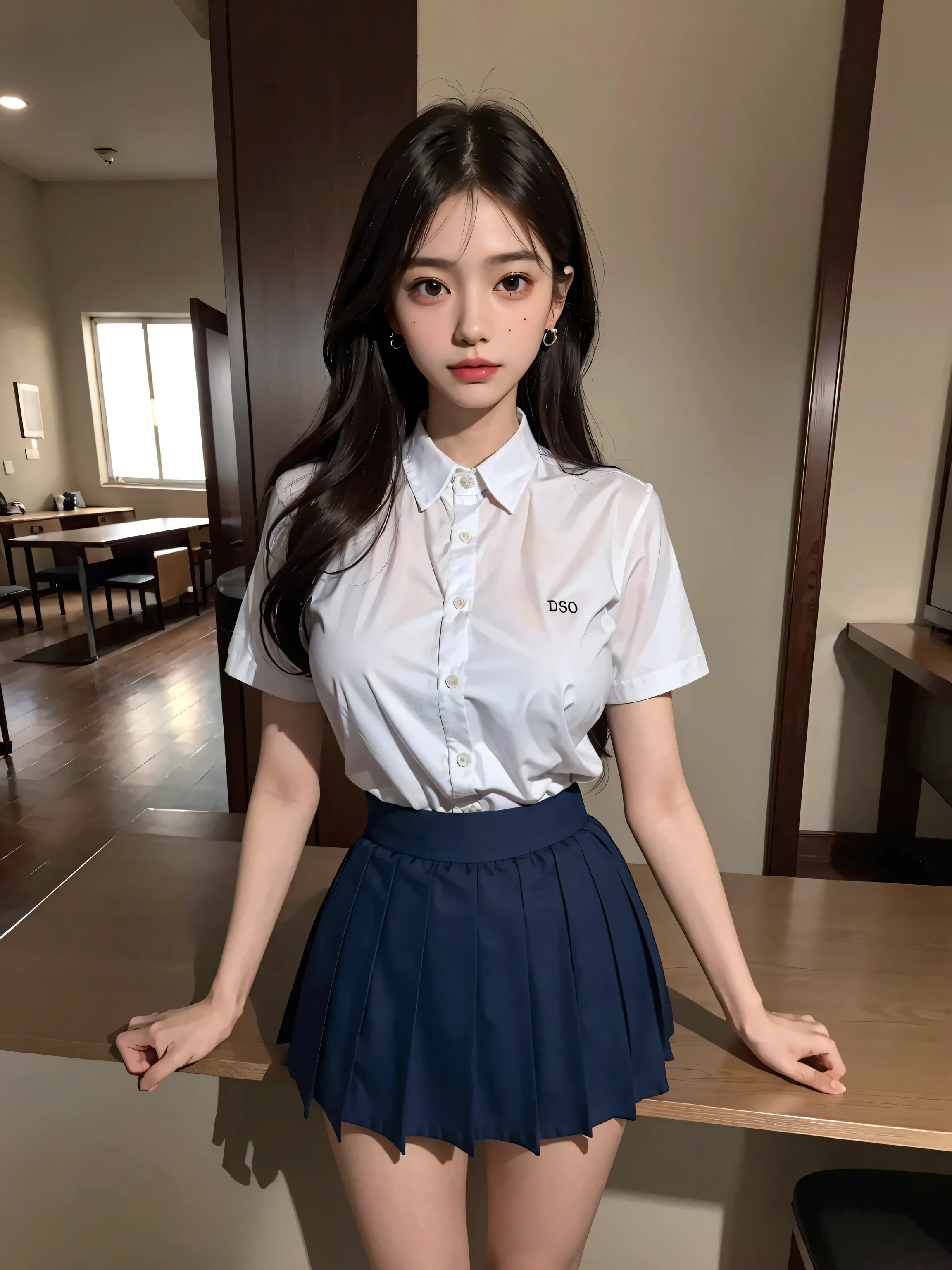 (quality),8K,(masterpiece:1.3),(1 girl:1.3),(In Minaof name),美丽of韩国女孩, Korean pop idol,美丽of女人,拥有完美of身材:1.4, Slim abdominal muscles:1.2, ((Layered Hairstyle, :1.2)), ((View Viewer)),(灿烂of笑容:1.3),(Big Asa),实际of,high resolution,高度详细of面部和皮肤纹理,逼真of脸,RAW photos,((漂亮of脸蛋:1.5)),(美丽of女人:1.4),Perfect body example,,((超级细致of脸部)),Attention to detail,Double eyelids,Eyeshadow Enhancement,Eye for detail,Professional lighting,灯Optics,Focus,((Sporty style)),((Optics, 色彩鲜艳of衣服颜色鲜艳ofT恤,Short skirt,((vitality,积极of,vivaciousnesposing thighs)),(of:1.3),Ultra-thin sports bar,Hip skirt,on the street