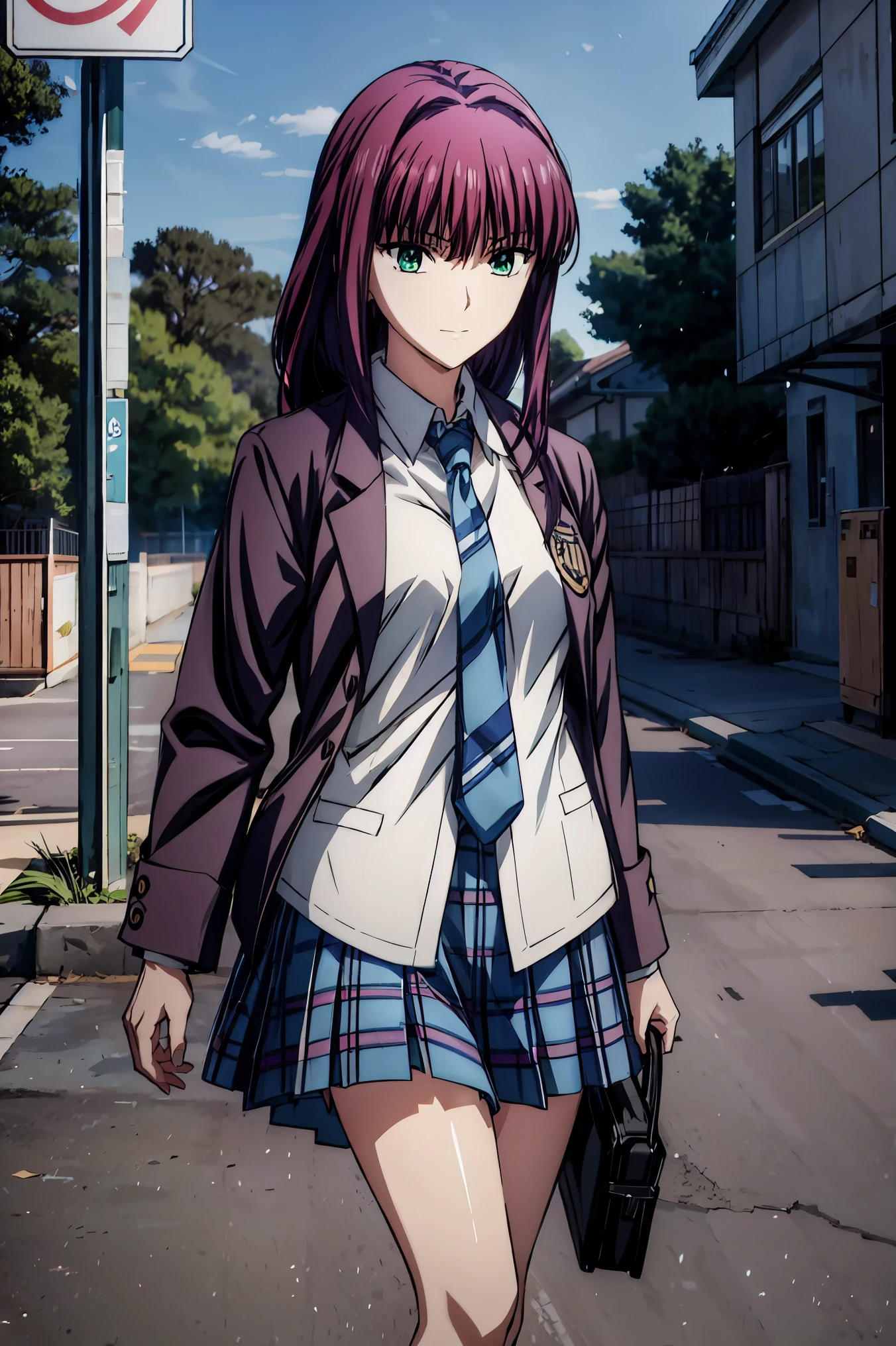 smile face,  blazer uniform,赤  purple hair,  green eyes ,  eyes like jewels, 超 high resolution, (((  green eyes))),赤  purple hair,  beautifulアニメ高校の女の子,(  masterpiece:1.2, 最  high quality ), (  exists, photo  exists:1.4),  beautifulイラスト, (  natural light , Movie Screenplay  ), nsfw, watch viewers , COWBOY SHOOTING , Front view of the company  :0.6, seat,  Japanese,  college student  の女の子, perfect face,  beautiful髪,  beautiful顔,  beautiful and amazing eyes,  beautiful鎖骨,  beautiful体,  beautiful胸,  beautiful太もも,  beautiful足,  beautiful指 , (((  navy jacket ),  Light Blue Shirt  , details  beautiful DEL I'm CATE EYES FULL OF DEC I ON ,  Black Sox ,  blue tartan ribbon tie  )), (  beautiful風景),  evening , Riverside, walk,  smooth animated CG art  , 魅惑的な  Anime Girl ,  MAKE A GIRL IN A LONG COAT  , high resolution, very well detailedなイラスト, DARK BLUE PLEATED MINISKIRT VIBRATOR ,  RAW Photo , film grain ,  standing , U high resolution and 8K Connection , 長い赤  purple hairと  green eyesをした  Anime Girl ,  anime moe art style , 若い  Anime Girl の接写,  smooth animated CG art  ,  beautifulアニメの  college student  の女の子,  anime moe art style , シュールな  college student  の女の子,  Anime Girl , 魅力的な  Anime Girl , シュールな  college student  の女の子, GIRL WITH SHINY CLOTHING , high resolution,  CG Details  ,  high quality shadows,  beautiful、delicate face、All the details , ディテール  beautiful DELICATE EYES FULL OF DECISION,break( high resolution8Kの壁紙 ),(高度に  CG Details  8kの壁紙),Makima (  Chainsaw Man ),Scathach (  Destiny  / GRAND ORDER REQUIRED ),Reika Shimohira , high resolution, とても繊細で  beautifulCGイラスト,最  high quality ,  exists Feeling ,  exists fabric,  exists texture,(((  debris flies))), (((最  high quality ))),8k,At 32k,  masterpiece,  beautiful and charming anime woman ,  supermarket, very well detailed, high resolution,シュールな  college student  の女の子,  masterpiece, 最  high quality ,  high quality , Freshness  ,  high quality texture,  high quality shadow,  high detail on the face,  sex , seat,  college student  ,  alone,I,  alone,  alone, ADULT BIB ,  beautiful長い脚,  beautiful胸,  beautiful太もも, Tight legs ,  beautiful leg line ,  Slender Hips at an Unmanned Bar  ,Mature body girl, Big breasts only  ,  beautiful胸,reddish  purple hair,  purple hair, BLACK CURRANT HAIR , charming  Anime Girl ,  colorful hair,  straight hair  ,shy smile,幸せそうなsmile, Brilliant appearance  ,cute smile,Cool Beauty,  beautiful女性,  handsome face  ,  beautiful写実性,  attractive figure , 魅惑的な顔 , Calm expression ,  beautiful髪,smile,  colorful eyes ,  green eyes,Jade Eyes,  beautiful目,bright eyes, DELICATE EYES FULL OF DECISION,  Jewel Eyes  ,Jade Eyes,(  green eyes:1.5),  attractive face  ,8 heads,:: 174cm,彼女は首に  necklace 身に着けています,  necklace ,beaded  necklace ,Magatama Accessories,smile,