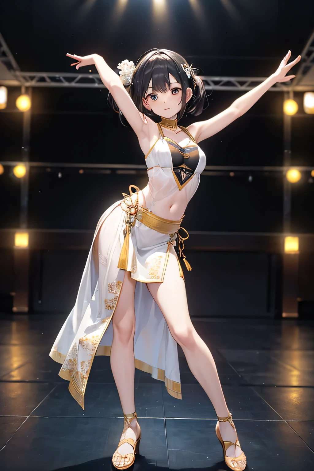 There is a costumed woman standing in the crowd, 3 d render character art 8 k, Chic, photorealistic anime girl render, cinematic goddess body shot, Smooth Anime CG Art, 2. 5 d cgi anime fantasy artwork, cgsociety masterpiece, 8k octae render photo, Trending on CGSTATION, elegant cinematic pose