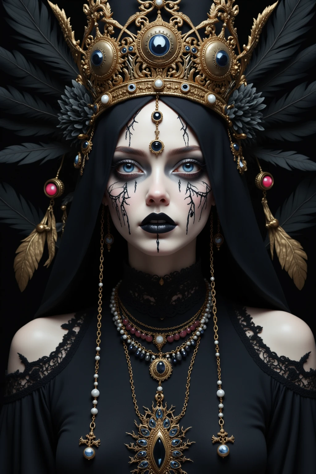 skull demon king concept art portrait by Casey Weldon, Olga Kvasha, Miho Hirano, hyperdetailed intricately detailed gothic art trending on Artstation triadic colors Unreal Engine 5 detailed matte painting, deep color, fantastical, intricate detail, splash screen, complementary colors, fantasy concept art, 8k resolution, gothic deviantart masterpiece
