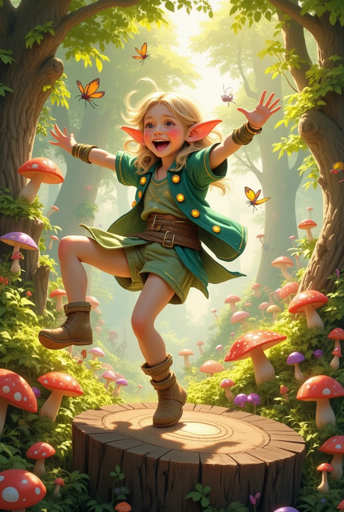 The smile elves go high in the air to collect honey deep into the forest，two nostrils