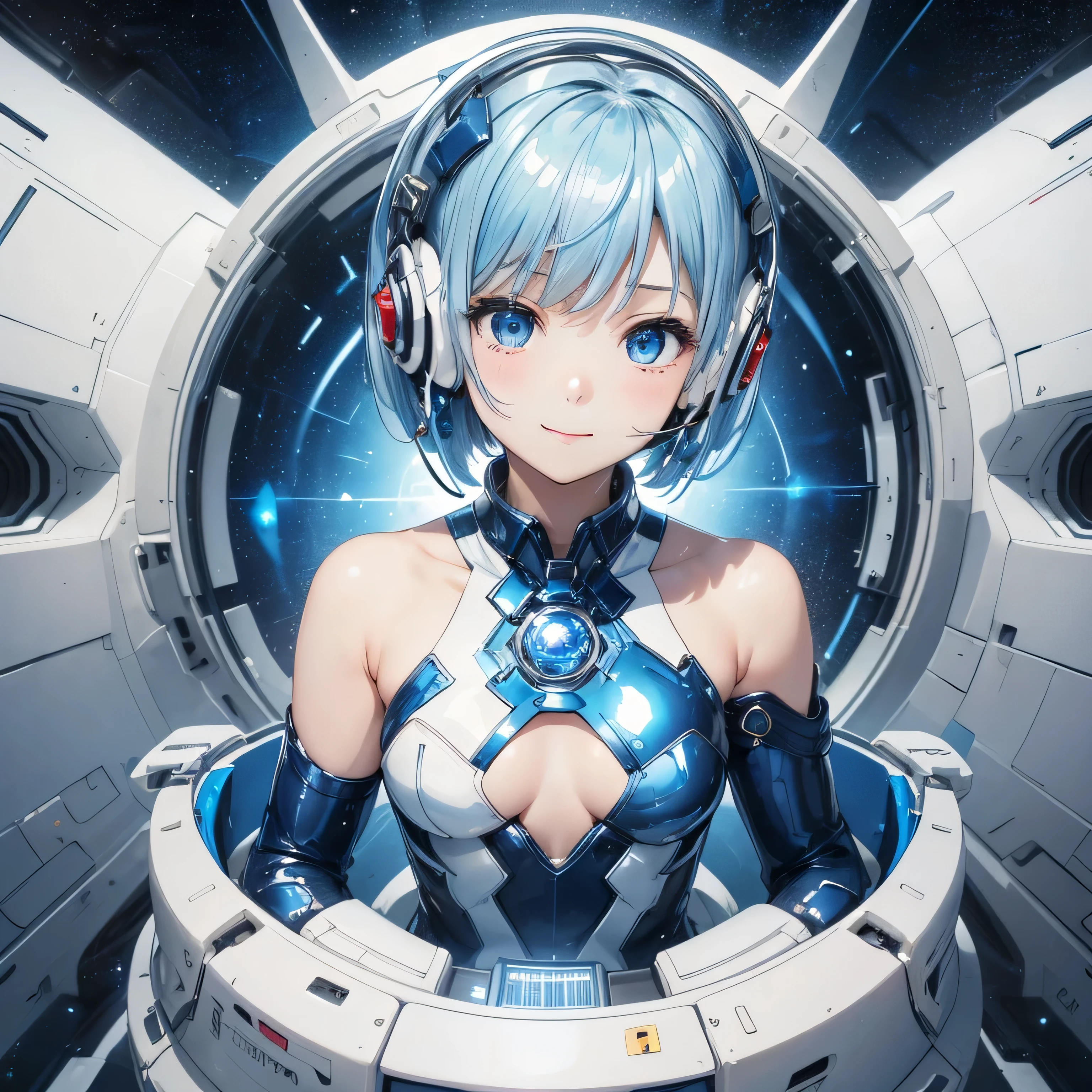 (Best quality, Masterpiece)  visage parfait, Fille de 18 ans, Medium, astronautes dans l&#39;espace , cheveux verts