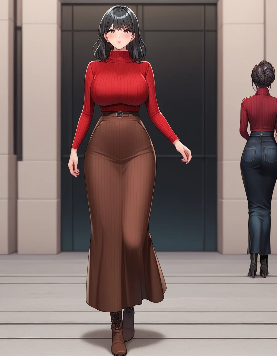 masterpiece, anime style, best quality,1girl, ((young girl)), shiny skin, (thin waist), ((curvy)), ((wide hips)), ((small size)), hot, soft natural lighting, reflections, bright illuminations, full body, ((pasties back )), big long black hair, tomoko, sexy, slim figure, Detailed green eyes, Detailed face, Detailed eyes, tomoko kuroki, watamote,