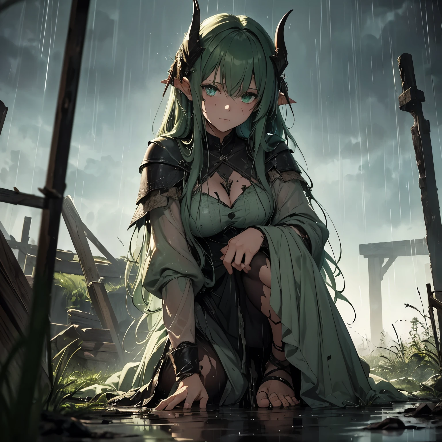 (1girl:1.3), Masterpiece, Best quality, amazing beauty, [[3D]], 4K, absurdres, finely detail, super detailed eye, perfect anatomy, official art, cinematic lighting, BREAK, Island, A cute girl with green skin, a turtle shell on her back, and webbed hands and feet. She has a water-filled dish on top of her head.