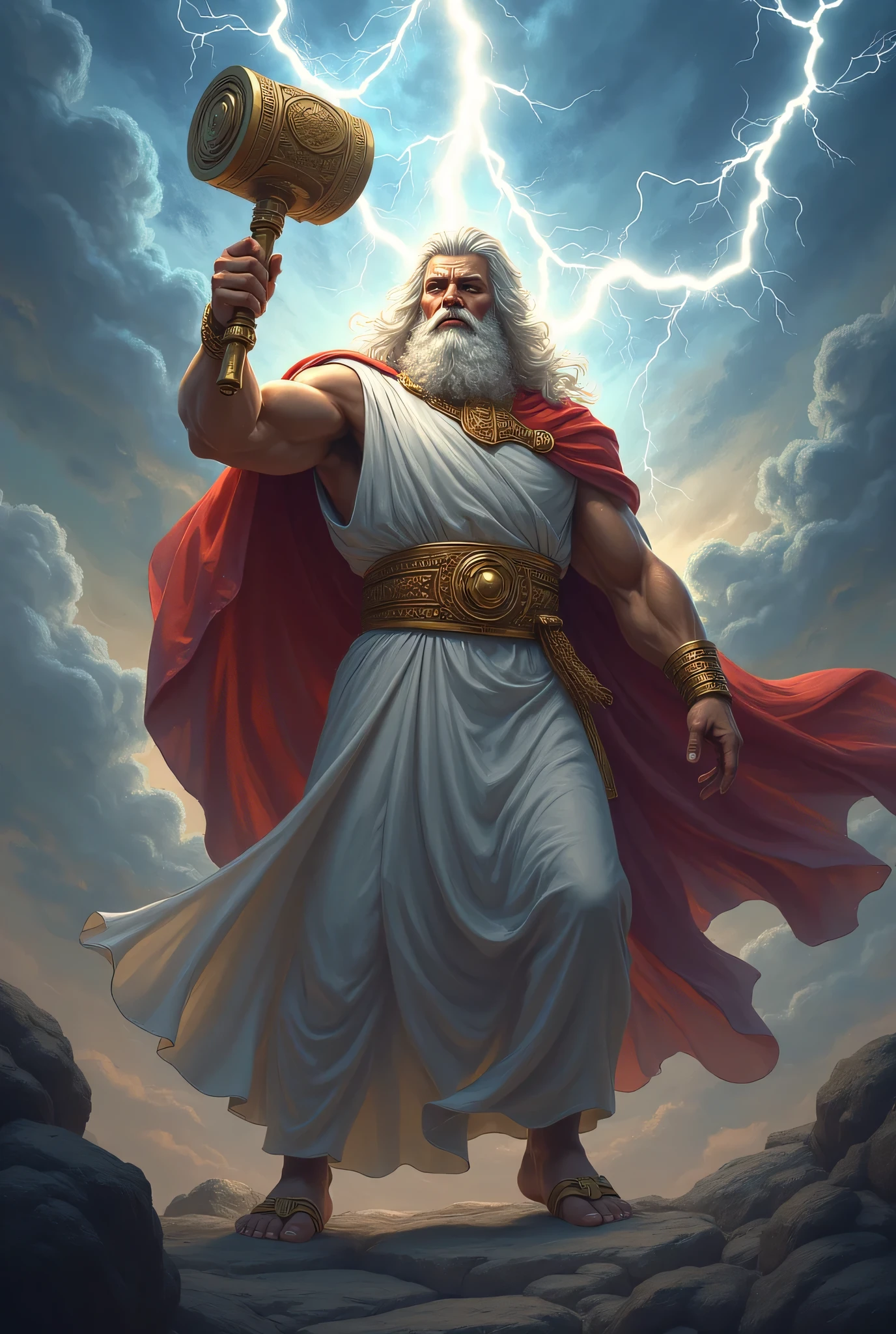 In Greek mythology, Zeus is the deity of the sky. Zeus is frequently shown as an elderly man with a beard and is symbolized by symbols like an eagle and a lightning bolt.