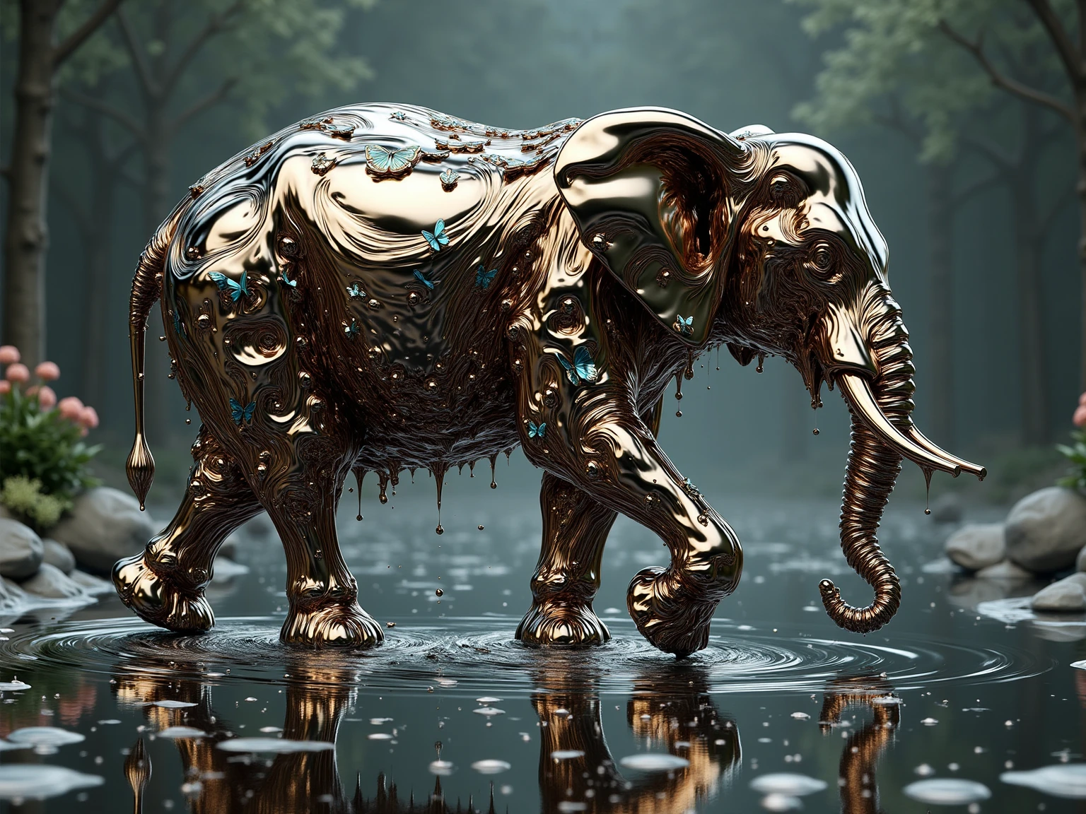 made of ral-obsdn, fantasy photograph, Kodak Portra 160, back-light, short lighting, Sony A7, (Elephant:1.1) , the Elephant is Divine, Ethereal Lighting, Fujicolor Pro 400H, Warm lighting, <lora:ral-obsdn:1>, very detailed, amazing quality, intricate, cinematic light, highly detail, beautiful, surreal, dramatic
