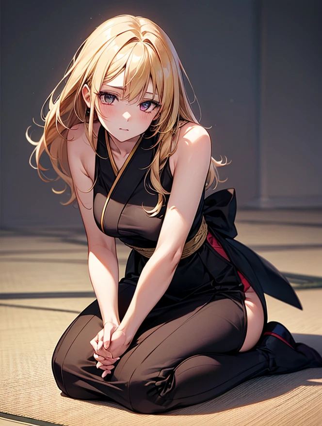 Feeling face, MKSKS style, Top quality, Masterpiece, Detailed background, Very detailed, Complex and detailed face, Long eyelashes, Detailed eyes, (Adult female alone, standing: 1.1), (High ponytail: 1.3), (Thigh thick: 1.0), (Big: 1.3), (White background: 1.3),

(Solo: 1.3), (Red Eyes: 1.3), (Blonde and Black Mesh: 1.2), (Tousled Hair: 1.1), (Red Collar: 1.2), (Thick Lips, Pink Lips: 1.3), (Pink Eyeshadow: 1.2), (Moisturized Eyes), (Tied Full Body with Ropes: 1.3), Squatting on the Floor, ?????????, Best Smile, Mouth wide open, Cheeks red, Blonde Dog Eating Crawling ????????????, full body