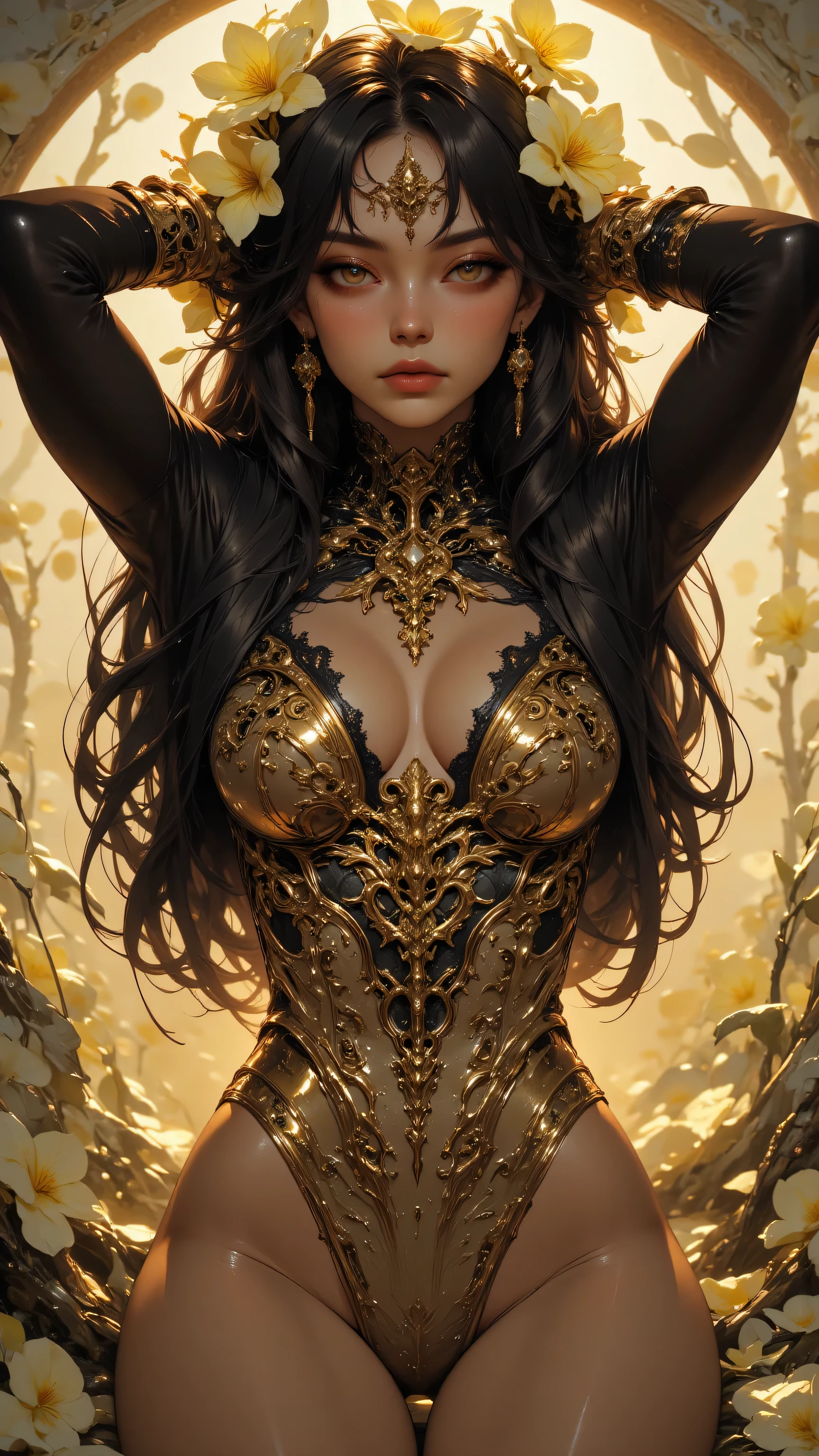 cleavage, bodycon dress, woman, <lora:BodyconDress-V3a:1>, 8k portrait of beautiful cyborg with brown hair, intricate, elegant, highly detailed, majestic, digital photography, art by artgerm and ruan jia and greg rutkowski surreal painting gold butterfly filigree, broken glass, (masterpiece, sidelighting, finely detailed beautiful eyes: 1.2), hdr,