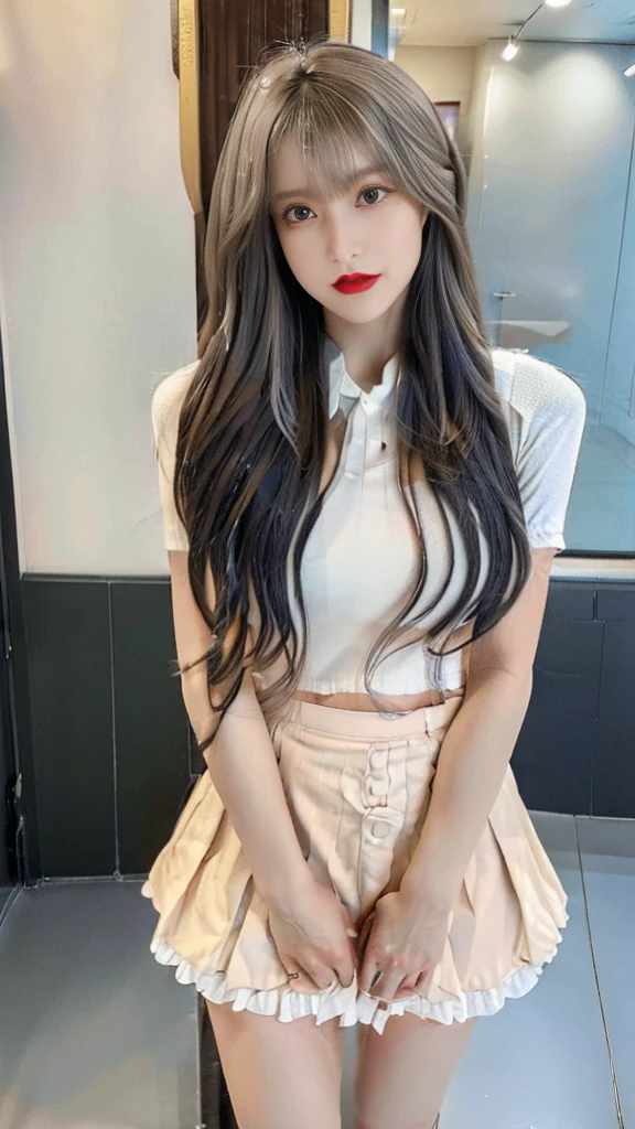 (8k, ultra-high resolution, top quality, masterpiece:1.2), masterpiece, top quality, 's art , super precise, fine, high resolution, 8k Wallpaper, Perfect Dynamic Composition, beautiful eyes with attention to detail, ((( lift your skirt with both hands to show off your white panties))), ( Masterpiece:1.2), (8K High Quality), (top quality), ( RAW image quality),( by Nomi), (photorealistic:1.37),,Large Eyes, long eyelashes, Very Sexy ,( Live Action Real Style ),Ultimate Face,photorealistic light and shadow, Clear facial features , white skin, Advanced Skin Details , by Nomi skin details,( super detailed),, Best Portraits , With a girl1people々Just, cute face,beautifully detailed eyes, beautiful detailed nose that smiles, highlydetailed skin ,( show the audience your best smile ),(Beautiful face with double eyelids),(( full body)), ( realism: 1.4), Ultra-high resolution, delicate and beautiful face ,18 years old,( beautiful face 1.4),Slender, ( I'm wearing a short skirt:1.2), big,A beautiful, brightly lit face, panties that you can wear,,((Japanese school girl uniform)), red lipstick,Glitter around the eyes,,Hair length: short, ,( I like showing my panties to viewers ),( Show viewers your ),( open your legs and show me your ), Japanese high school girl in uniform ,The interior of the classroom is very bright , lift skirt by yourself ,( I'm wearing white lace panties)