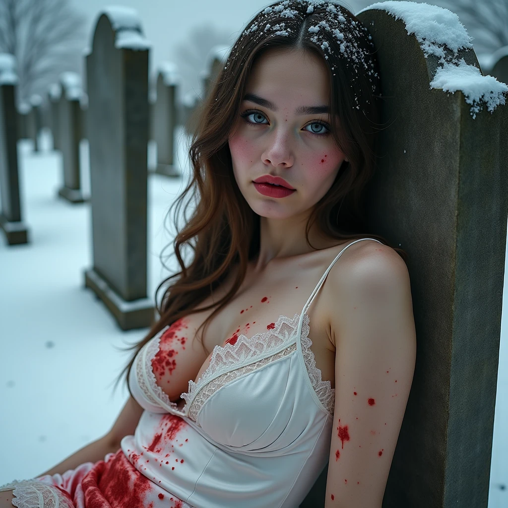 a woman covered in blood sitting in a cemetery, by Aleksander Gierymski, forest ritual, bodypaint, [[blood]], egor letov