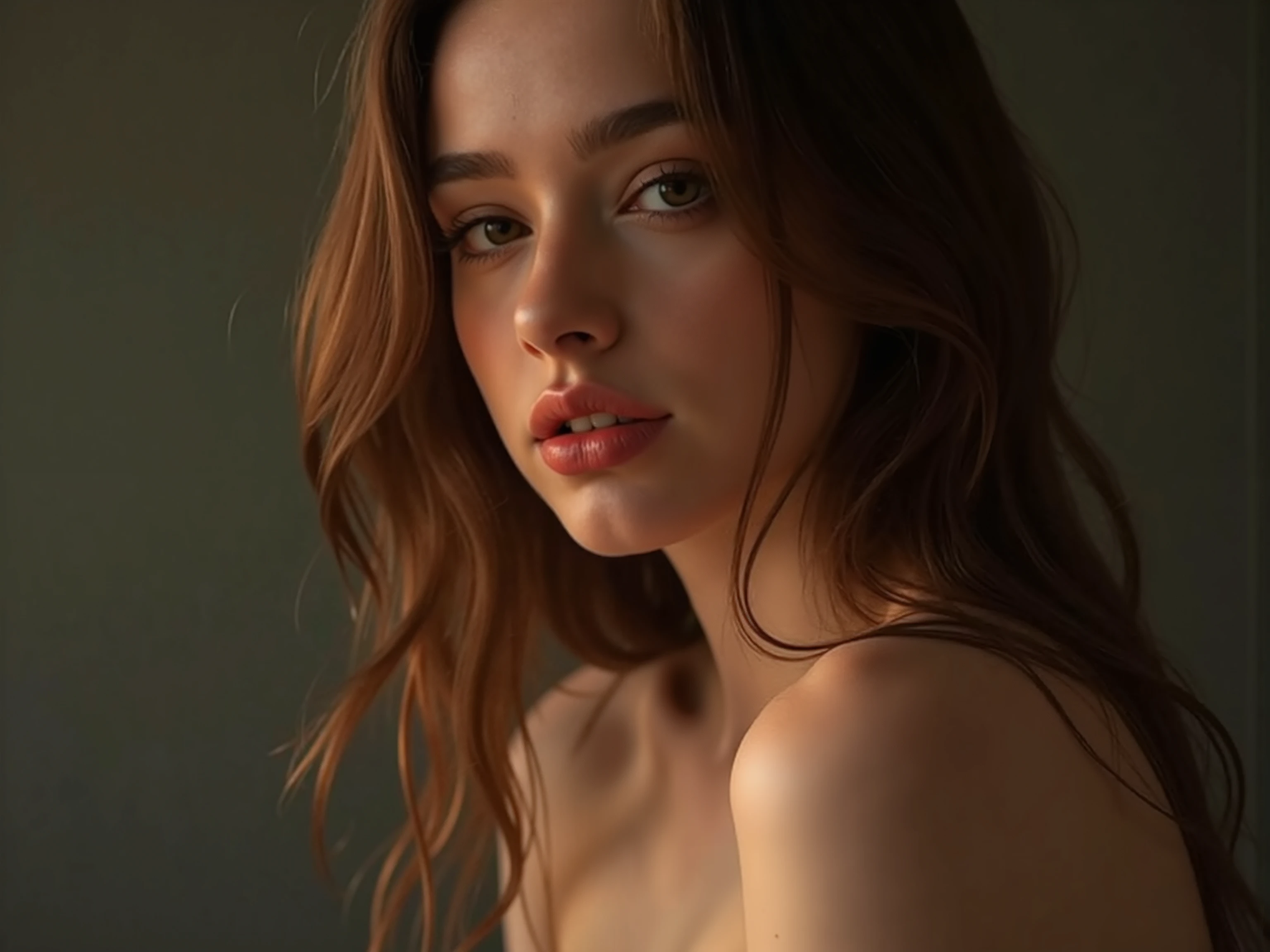 quality & silent:
full body, full shot, (8k Ultra HD, erotic Magazine Photoshoting with other actress, cinematic lighting, razor sharp, flawless skin, fine light & shadow contrasts , ultra-detailed eyes , Lips & hair).
🎭 Scene & background:
Neutraler Studio- background – sanftes Bokeh, elegant color gradients or monochrome aesthetics .
Different lighting - high-key for radiant freshness , low key for deep sensuality , golden light for warm accents .
👩 Figure & Styling:
hot cute Female ar old model inspired by Cherry, Anya Taylor-Joy, Margot Robbie or Bella Hadid .
Medium-sized breasts, flat stomach, narrow waist, feminine hips, trained ass, thigh crack, Glamouröses Make-up & perfect hair — voluminous curls or sleek & elegant.
sexy & stylish clothing - silk top with deep neckline , delicate lace , tight blouse slightly opened ,
📷 Pose & Facial expressions:
image section : head down to chest .
different viewing angles : Straight into the camera , seductive side view , over the shoulder with mysterious expression .
Variierende Facial expressions: gently smiling, intensiv & Passionate, leicht geöffnete Lips für dezente Erotik.
Dynamic head & shoulder movements : hair zurückwerfen, gently touch the neck or décolleté for sensual accents.
✨ An elegant, sensual portrait shoot with seductive sex appeal . ✨