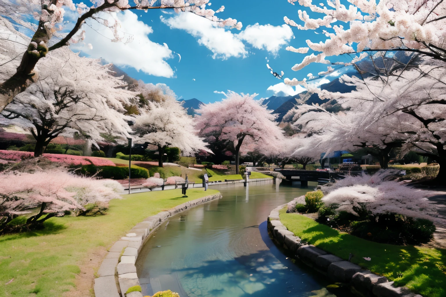  Japanese landscape、city、cherry blossoms