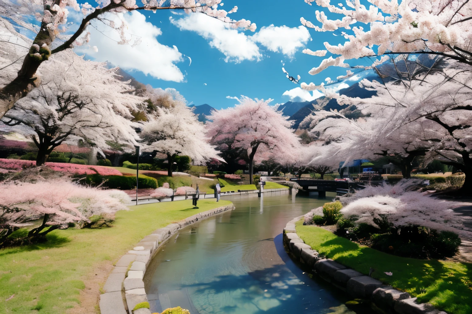  Japanese landscape、city、cherry blossoms