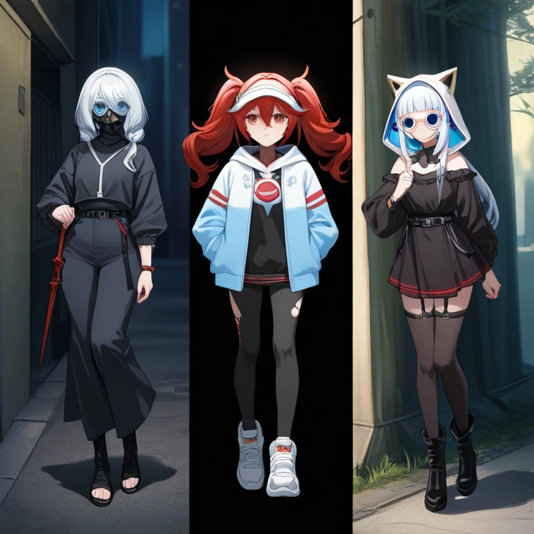 full body , Anime with a sickle and a sword in a dark room, a character portrait inspired by Li Chevalier , pixiv, fantastic art, white-haired divinity , portrait of a female mage, she , and two eyeglass lenses sewn into the white mask on the hood, a detailed painting by Jin Homura, pixiv, what is that?, highly detailed face , With God Long Marias Pigtails in white hair , ( ( extreme details ) ), biomechanical oppai, but the armor covers your face , , Ayaka Genshin impact, azure lane style, visor covering the eyes , Anime girl with white hair , wearing a hoodie with two eyeglass lenses stitched on the white hood, a woman with red hair and a black blouse standing in a city , a portrait of a character inspired by Ryūsei Kishida , winner of the pixiv contest, Digital Art , cyberpunk anime girl, badass anime 8 k, female cyberpunk anime girl, cyberpunk anime girl mech, cyberpunk anime art, 4K anime style, anime girl of the future , Anime girl with long hair in a park at night , an anime drawing, a park behind an abandoned school in the middle of the forest , full body