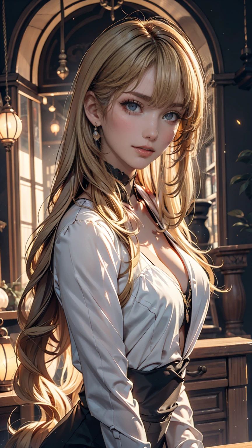 18 year old beautiful girl, Big eyes, Big Breasts, Small and slim, 8k, highest quality, (Highly detailed head: 1.0), (Highly detailed face: 1.0), (Very fine hair: 1.0), Maid clothes, Highly detailed official artwork, Anime Moe Art Style, Beautiful and detailed anime art, smile, Blonde, Sleek Long Hair