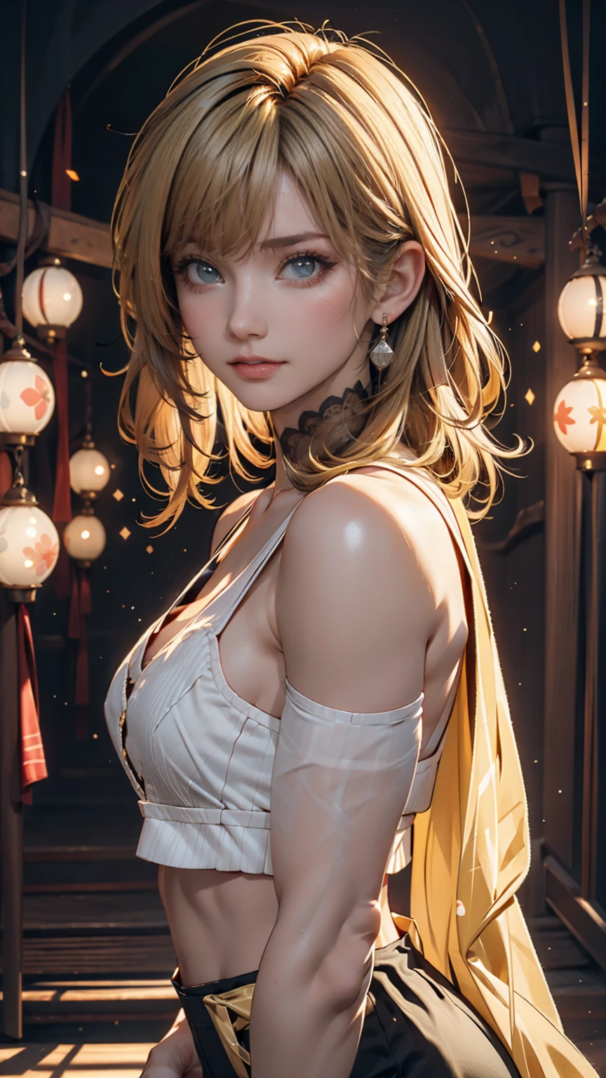very cute, Blonde Hair, Big smile, One 20-year-old girl, 1. Goddess Athena, The beautiful, flawless face of the goddess Athena, delicate yellow nightgown, Lots of sexy black lace detailing、Long sheer sequined nightgown, A beautiful pale red silk half veil, Legends of female saints, Icons of female saints, Beautiful goddess-like glitter, Dark and mysterious version, Vermilion lips, Plump red lips, ((口をclose:0.9)), Complete teeth, Symmetrical incisors, Bright white teeth, ((Angry face:0.8)), delicate and beautiful pino detailing, delicate and beautiful lip detail, (Pure and perfect face: 1.9), Female Eucharist, Round Breasts, 大きくてRound Breasts, Phoenix Brooch, Long, flat bangs, Long black hair, Beautiful, clear face and well-proportioned eyes, (Pale pink eyes with transparent irises: 1.8), (Big round eyes and makeup, Sexy wet eye makeup, So beautiful、Careful hair and makeup, long and delicate blonde hair, delicate, Body image: 1.8), shape: Brilliant and, (The stars that make up the sky々: 1.7), (The Gate of Heaven and Imaginary Time and Space: 1.8), Imaginary art, RAW Photos, hanfu pictures, Best Photos, High resolution, 最high quality, Best Photos, Best Goddess Quality, 8k female, Super 8 Single Saint Portrait, The most true color scheme, masterpiece, Best Beauty Brands, Best Hair Jewelry, Brand real photo, Dark studio, Border Light, Two-tone lighting, (Rosy white skin: 1.4), (High skin detail: 1.1), 8k uhd, SLR, Soft Light, 8k, high quality, Frank, Smooth and sharp volume, 10x more pixels, Sexy Goddess, Sexy Goddess, (Background Space: 1.8), (The most beautiful aurora eye: 1.7), Beautiful Eyes, The aurora is beautiful and flower-like, (Beautiful single women: 1.8), (see here:0.8), close, Approaching the Goddess, Clear and unrealistic