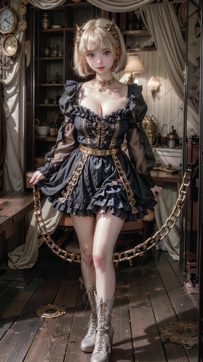 A dark and alluring oil painting of a young succubus, , standing in her enchanting bedroom. Her ((innocence)) contrasts with her seductive presence as she gazes into a mirror adorned with intricate ((gothic)) details. The room is filled with antique furniture, plush ((velvet)) drapes, and an aura of ((forbidden allure)).