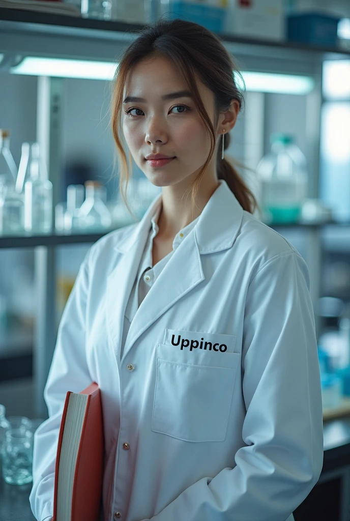 A beautiful young male twink, cute, with black hair and a face with makeup, wearing a bright white long-sleeved shirt and aqua blue pants, and he is in his office, and behind him is a blackboard on which is written the shape of the brain and its anatomy, and nuclear energy comes out of it, and he has a face with makeup and and.  His eyes have dark circles under them and he is sitting studying with a huge medical book on surgery. He appears innocent and has a beautiful face with makeup