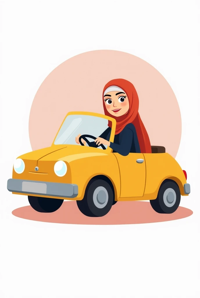 Create a foto a green car and hijab woman make it logo and simpler