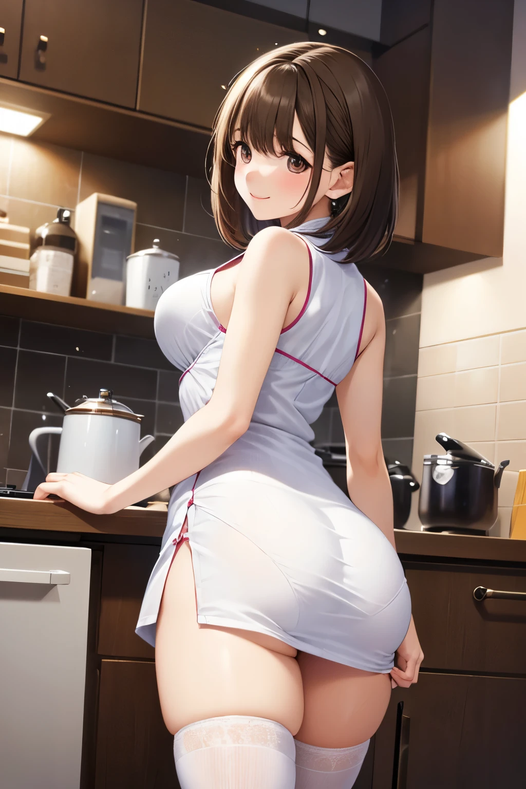 My Grandmother、 high definition , short hair, ( Beautiful brown eyes、 Sparkling Eyes , fine grain)、smile、 super detailed eyes sandwiched between columns、 very detailed face , very detailed eyes on both underarm dresses , one girl, alone、 masterpiece , cowboy shot 、 super high resolution,
pantylines、 huge ass、 thick thighs 、knee-high socks、My skirt flips up and I can see my white panties、 Gesture Hanging Hair Over Ears
/(contemporary home kitchen/), there is only 1 woman ( from behind), /(Sleeveless Rib Knit Mini Dress /), /( brown hair/) bangs, thigh, 赤面した優しいsmile, (pantylines:1.2) super precise