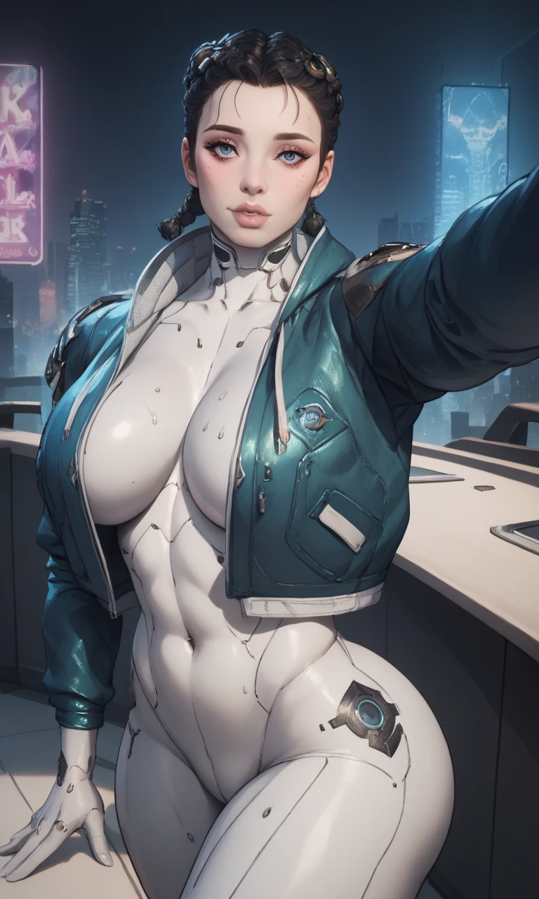 Transcendent beauty illustration、Female Officer、Muscular beauty、8K、(Super super big chest 1.5)、Muscle Murasaki Shikibu、street fighter,mechanical suits,alien hunter,