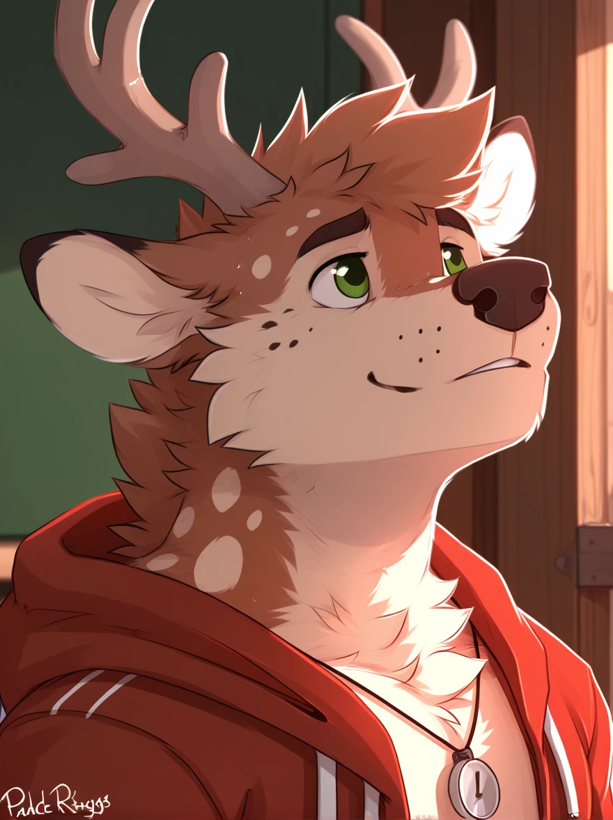 man, green eyes , , Looking up , lobo, Deer, , NSFW, by Pache Riggs