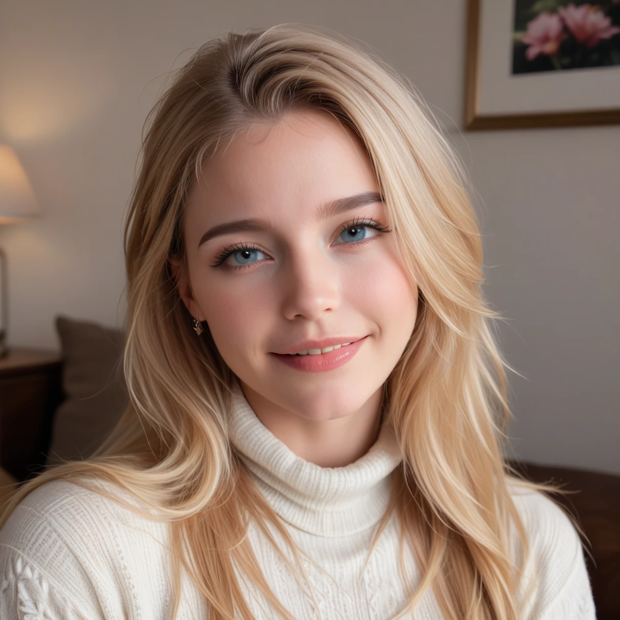 epiCPhoto, (MilschbaumV2TI:0.9), <lora:MSC:1.0>, long_blonde_hair, wavy_hair, light_blue_eyes, (white_turtleneck_sweater), long_sleeves, (black_skirt), portrait, smile,
<lora:breastsizeslideroffset:0.7>, <lora:microwaist_4_z:0.3>