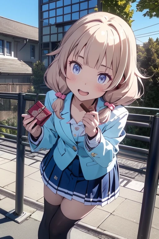 (from below:1.3, best quality ),1girl, solo, perfect, best quality, masterpiece, beautiful, pretty, (((masterpiece, HD, best quality, extremely detailed, high resolution, highres, Ultra-detailed, ultra-high quality, superb masterpiece, 8K image quality, correct ))),alice (alice in wonderland), blonde hair, blue eyes, beautiful, A stunning 20-year-old with long hair, (score_9, score_8_up, score_7_up), source_anime, absurd_res, white, blue, black, 1girl, solo, super fine illustration, an extremely delicate and beautiful, best quality, masterpiece, 8K, extremely cute, long pink twintails, rose red eyes, blushing heavily, avoiding eye contact, tsundere expression, embarrassed face, perfect proportions, anatomically correct, detailed beautiful face, winter school uniform, navy blazer, plaid skirt, thigh-high socks, reluctantly holding chocolate gift, one hand extended, morning school route, winter trees, frost, morning sunlight, school gate background, steam breath, dramatic angle, official art style, perfect composition, depth of field, morning glow, emotional lighting,,sharp focus, perfect hands, perfect face, perfect eyes, perfect light, dynamic light, natural light,((4k,8k,Ultra HD)),((Masterpiece :1.2)),((Best quality :1.2)),((Detailed :1.5)),((Detailed background :1.5)),sharp lines, vivid colors, high contrast, open mouth, (high school magazine cover:1.3),(with sparkling eyes and a contagious smile),her thin pubic hair:1.2, looking at viewer