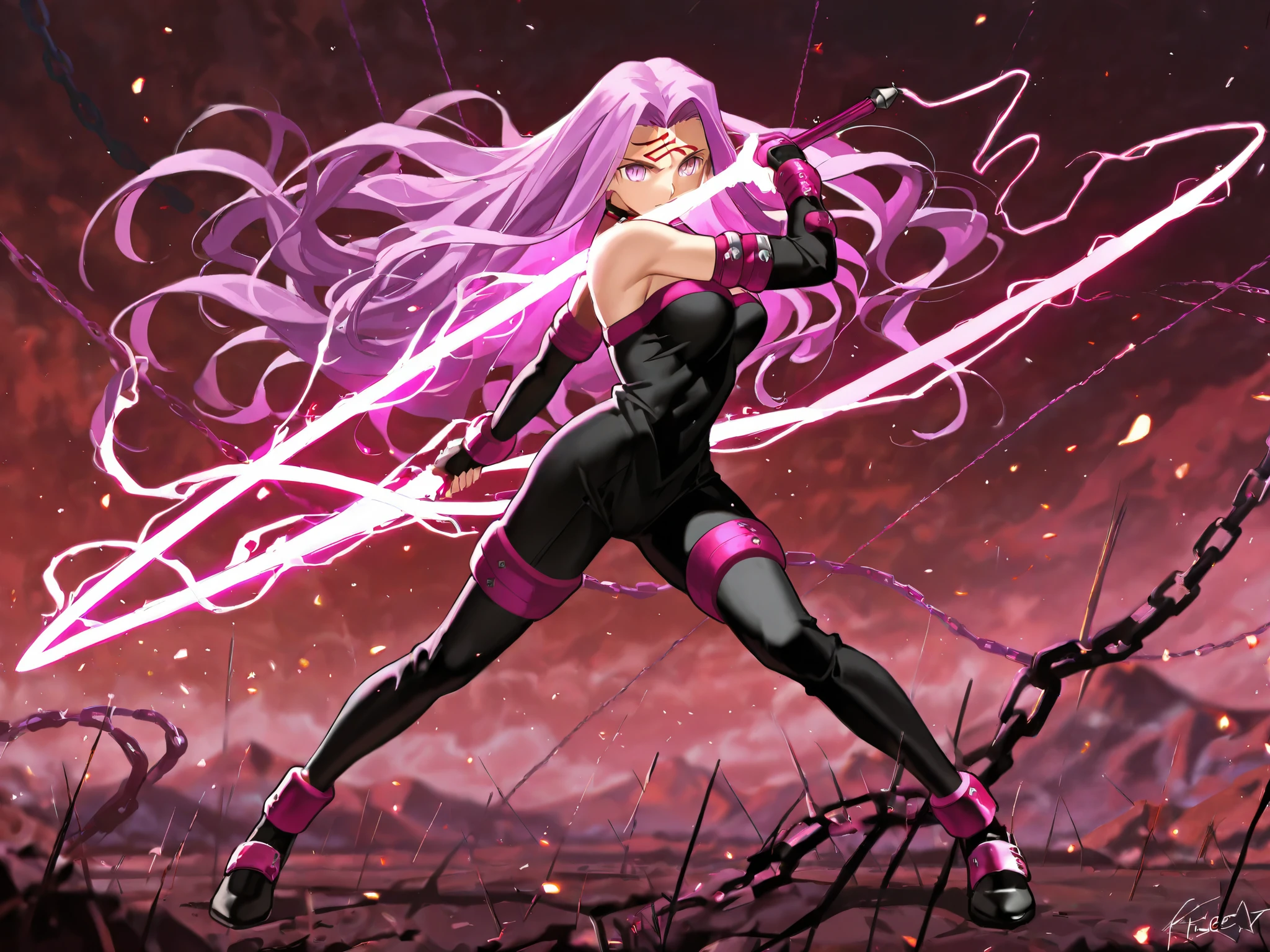 1girl, solo, medusa, rider, fate stay night, high detailed, high quality, full body, sexy art