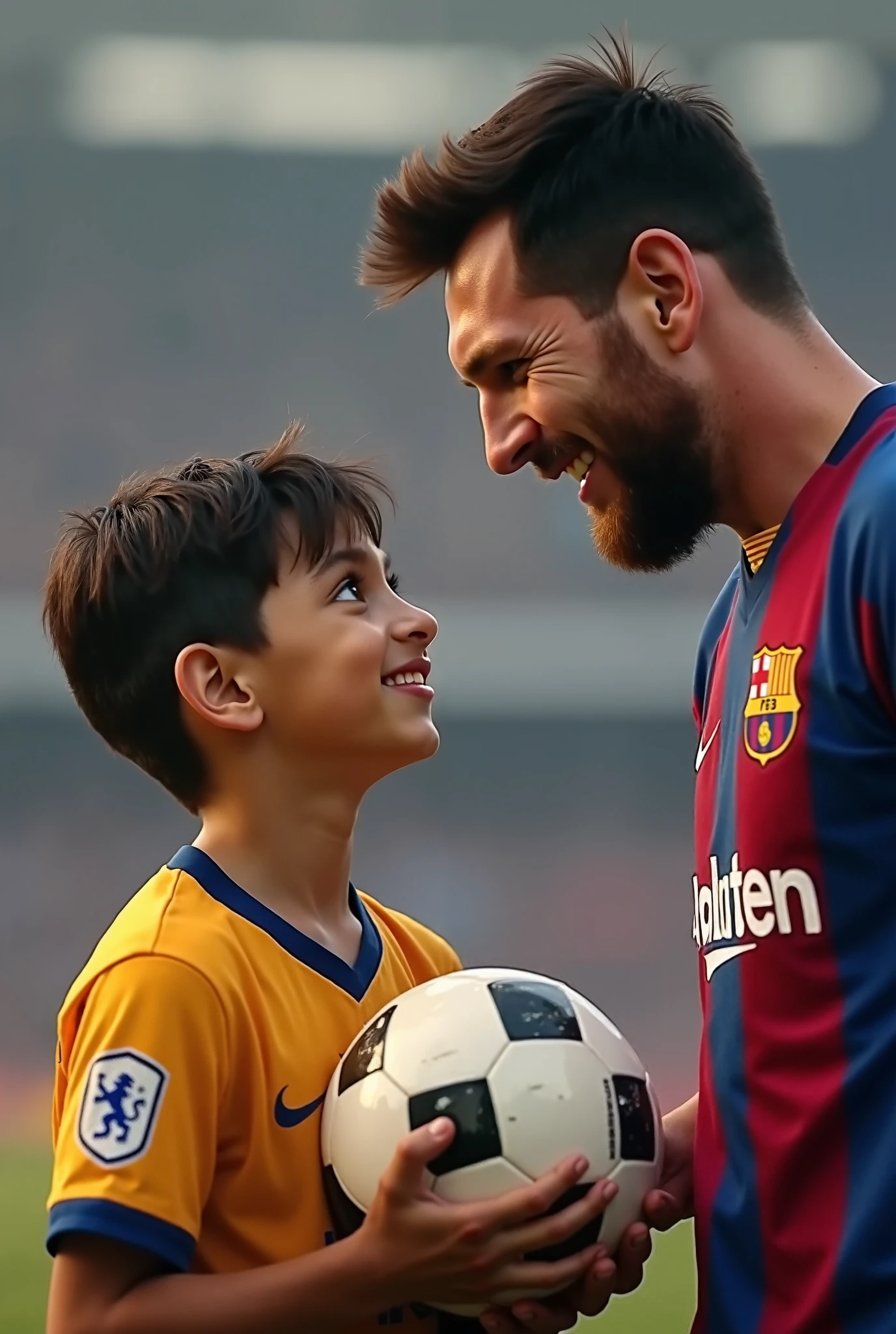 Lionel Messi with a fan in Inida