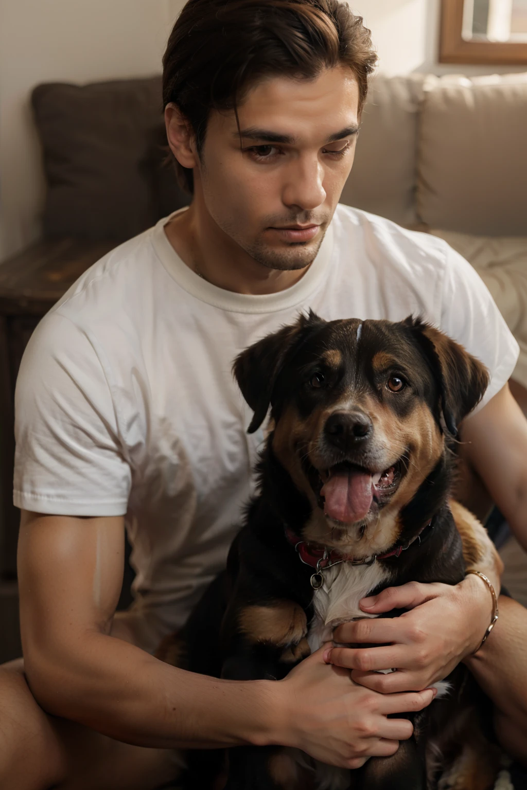 menino com cachorro