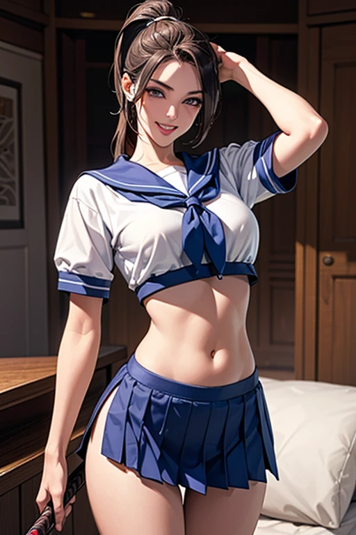 (masterpiece:1.2, highest quality), (realistic, photorealistic:1.4), beautiful illustrations, (natural side lighting, movie lighting), beautiful thighs, Front view, 1 girl, high school girl, , perfect face, Cute symmetrical face, shiny skin, ランダムなカラーのsailor suit、
(random hairstyle、blonde), Big eyes, long eyelashes chest), thin, expensive、
beautiful hair, beautiful face, fine and beautiful eyes, beautiful clavicle, beautiful body, beautiful breasts, beautiful thighs, beautiful feet, beautiful fingers, 
((High-quality fabric, sailor suit, navy pleated skirt)), 
(beautiful scenery),Are standing, (smile, Superior, open your mouth),  (((skirt lift, Colorful panties are visible)))