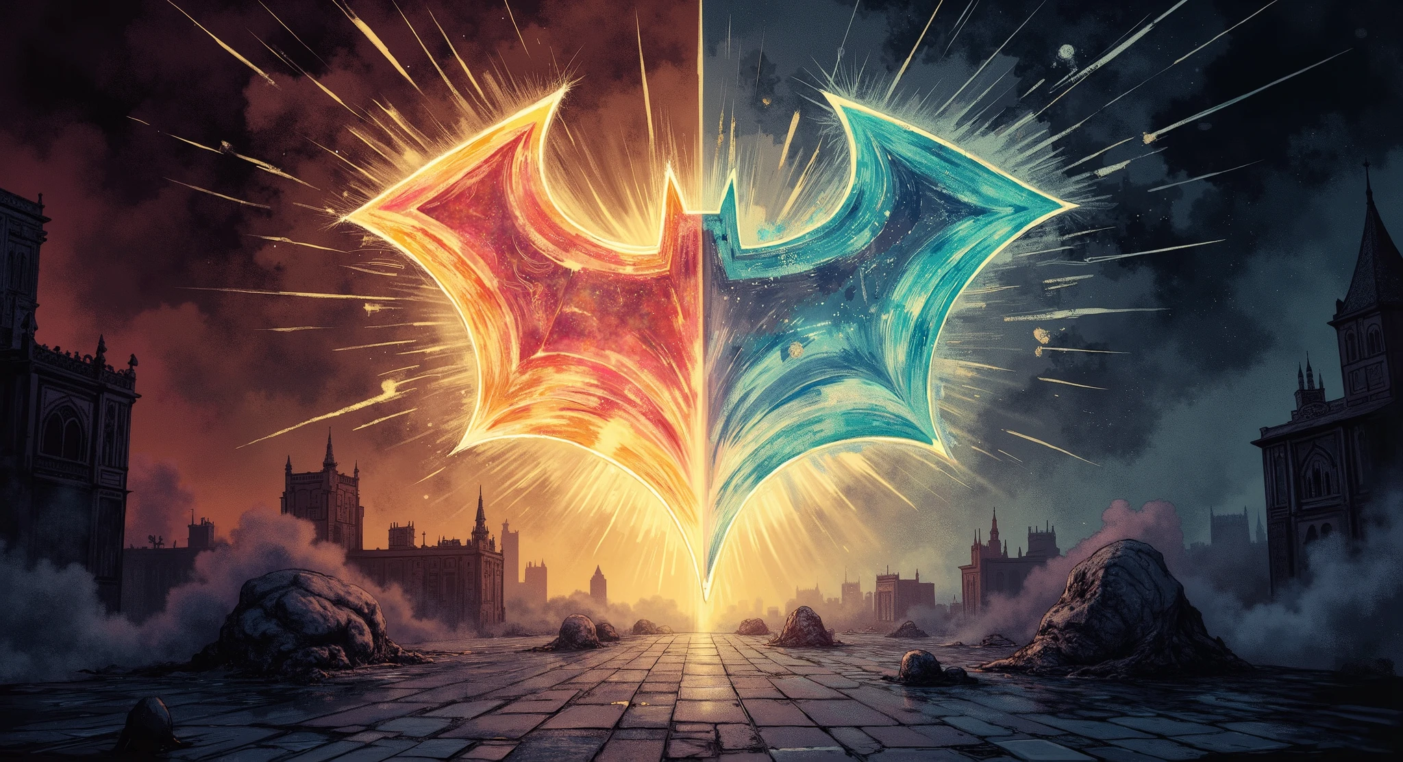(best quality,4k,8k,highres,masterpiece:1.2),ultra-detailed,(realistic,photorealistic,photo-realistic:1.37),colorful,comic style,graphic design,mysterious atmosphere,dark shadows,gloomy background,elegant artistry,bold lines,contrasting colors,edgy visuals,striking composition,vibrant illustrations,stylized portraits,stark imagery,eye-catching logo,sleek typography,fierce batman symbol,attention-grabbing graphics,impressive artwork,artistic creativity,contrast between light and dark,imposing presence,unique and intricate details,alluring concept,great depth in design,attention to detail,professional execution