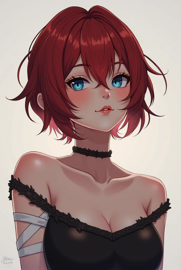 Anime girl in latex bondage shirt