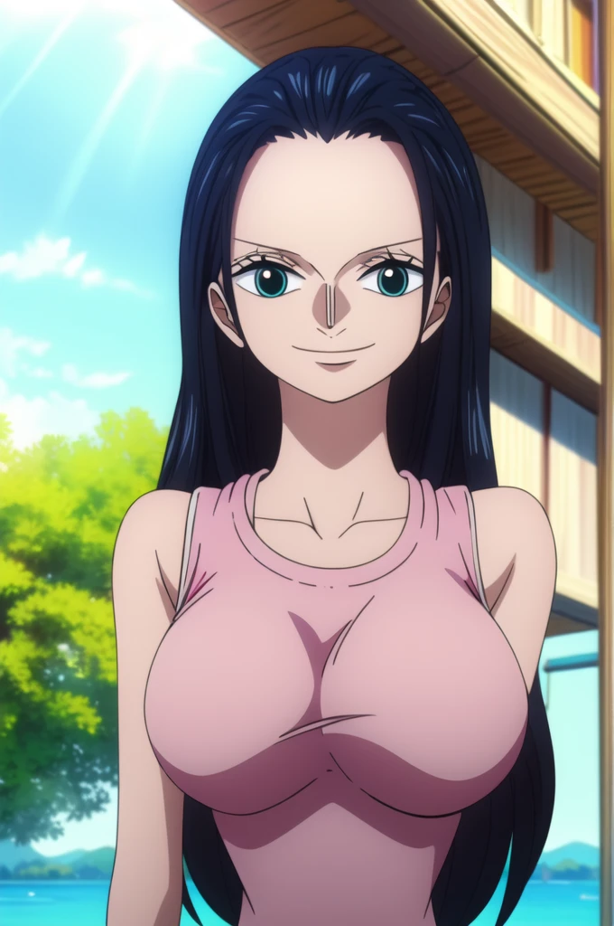 8K,High quality,Anime,married woman,fair,beautifully shaped,Beautiful face,a small face,Full body,neat,Bright,highlight in eyes,Sexy,ultra gigantic tits,extra large tits,Pink ,,Erotic,,beautiful line art. ultra gigantic tits. Nico Robin,Whitening skin、fullnude、Nothing is worn、The background is blue sky、