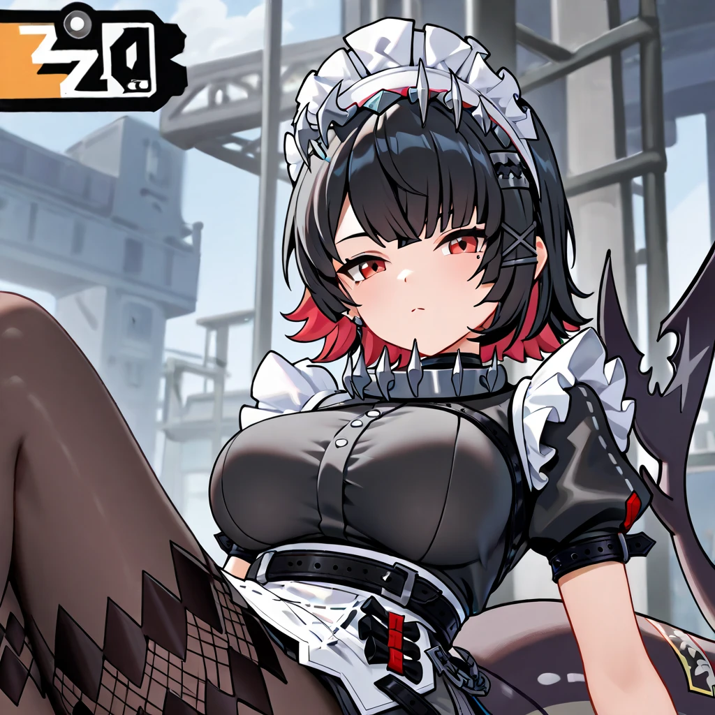 (((masterpiece,Highest Resolution,4K High Resolution,Crisp image quality:1.3)Pussy juice(Detailed Hair,garter belt,One Girl(Large Breasts) ,Maid,, Wrist cuff, Maidheaddress, Red eyes ,Two-tone hair with red on the inside,high school student,Vaginal cross section,((Girl masturbates with a dildo, shaking her hips violently:1.2)Condescending