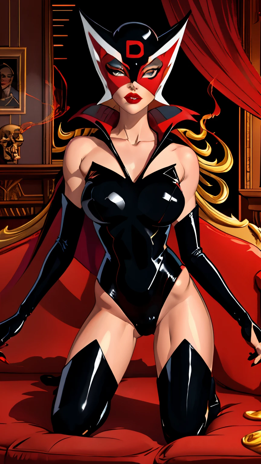 ((super high quality,))((Ultra-high resolution,))(16K,)(super masterpiece,)((Ultra HD ,))(Detailed shading,)Full body photo,One sexy mature woman,((Red collared shirt,popped Tight collar,))Folded sleeves,Black long gloves,(Glossy black pants, Black long boots,)Black hair straight short,Sharp Eyes,blush,Sexy smile,Cleavage,Cross Necklace,((Lying in bed,))Put your hands on your head,