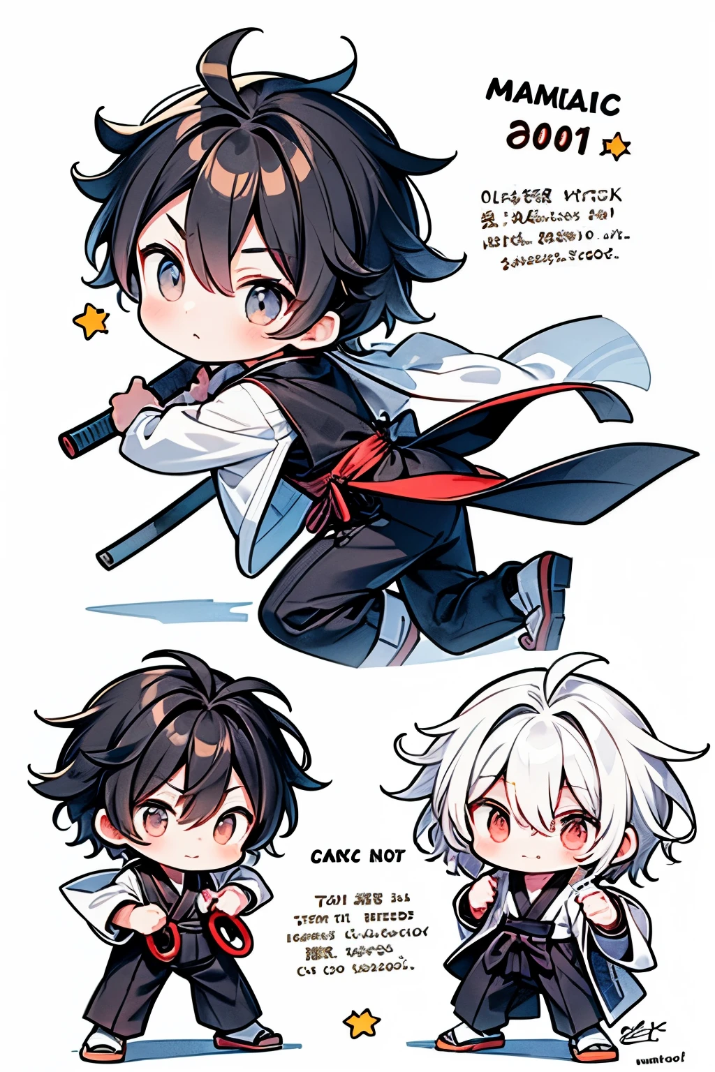 (Message card style:1.15), chibi cute character concept for game. Simple text "Name:Amunica_por_ai, Race: Rabbit, ((Gender: Male:1.2)),((1-boy:1.15)),Age: Middle-aged, Job: Samurai, Weapon: Long Katakana named Zantetsuken, Pose: Sonic heading towards the viewer, action pose with movement, long ears, Equipment: Black Samurai Hakama, Attack power: 60/100, Durability: 5/100, Magic: 0/100, Speed: 35/100,", Background: Simple infographics, parameter list, dynamic angle, Signature simple text "@Ossan_No8", --style raw --p --s 50