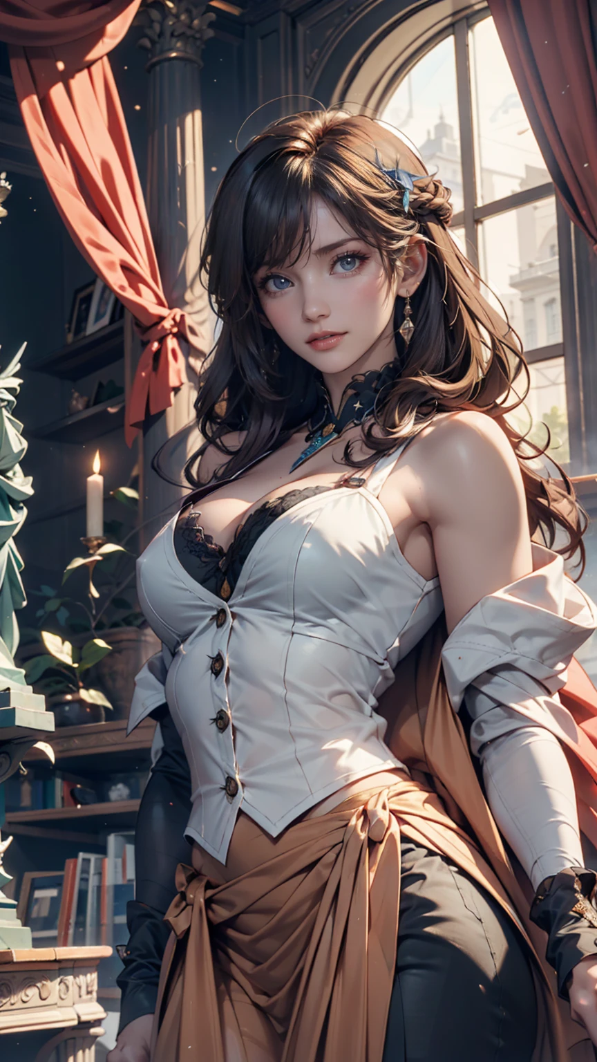 (((masterpiece))), Highest quality, figure, 4k wallpaper, Cinematic Light, Absurd, Portrait of a Girl, Long Hair, Purple crystal hair, Shiny Hair, Bloom Hair, Clothing Princess, Look ahead、Sexy proportions、Sexy、Narrow waist