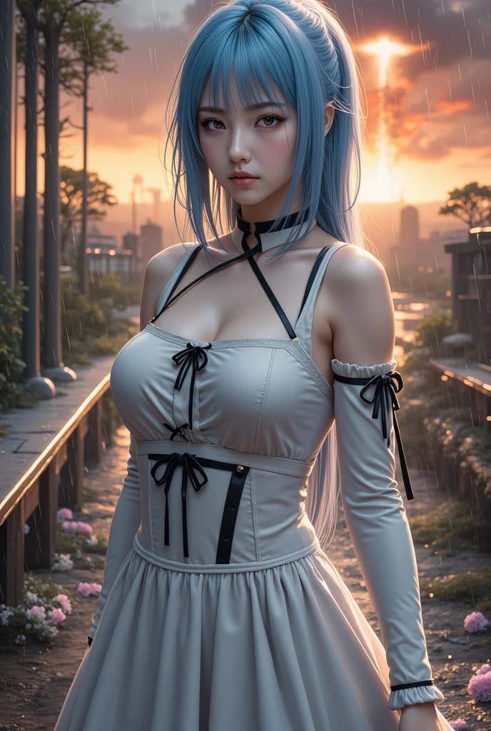 ((top-quality)), ((masterpiece)), (detaileds:1.4), 。.。.3D, Beautiful Cyberpunk Woman Image,nffsw(HighDynamicRange),Ray traching,NVIDIA RTX,Hyper-Resolution,Unreal 5,Sub-surface scattering,PBR Texturing,Postprocess,Anisotropy Filtering,depth of fields,Maximum clarity and sharpness,multi-layer texture,Albedo and specular maps,Surface Shading,Accurate simulation of light-material interactions,perfectly proportions,Octane Rendering,Two-tone lighting,Wide aperture,Low ISO、White Balance、thirds rule、8K Raw、Blue hair、Blue eyes、a short skirt、White underwear、